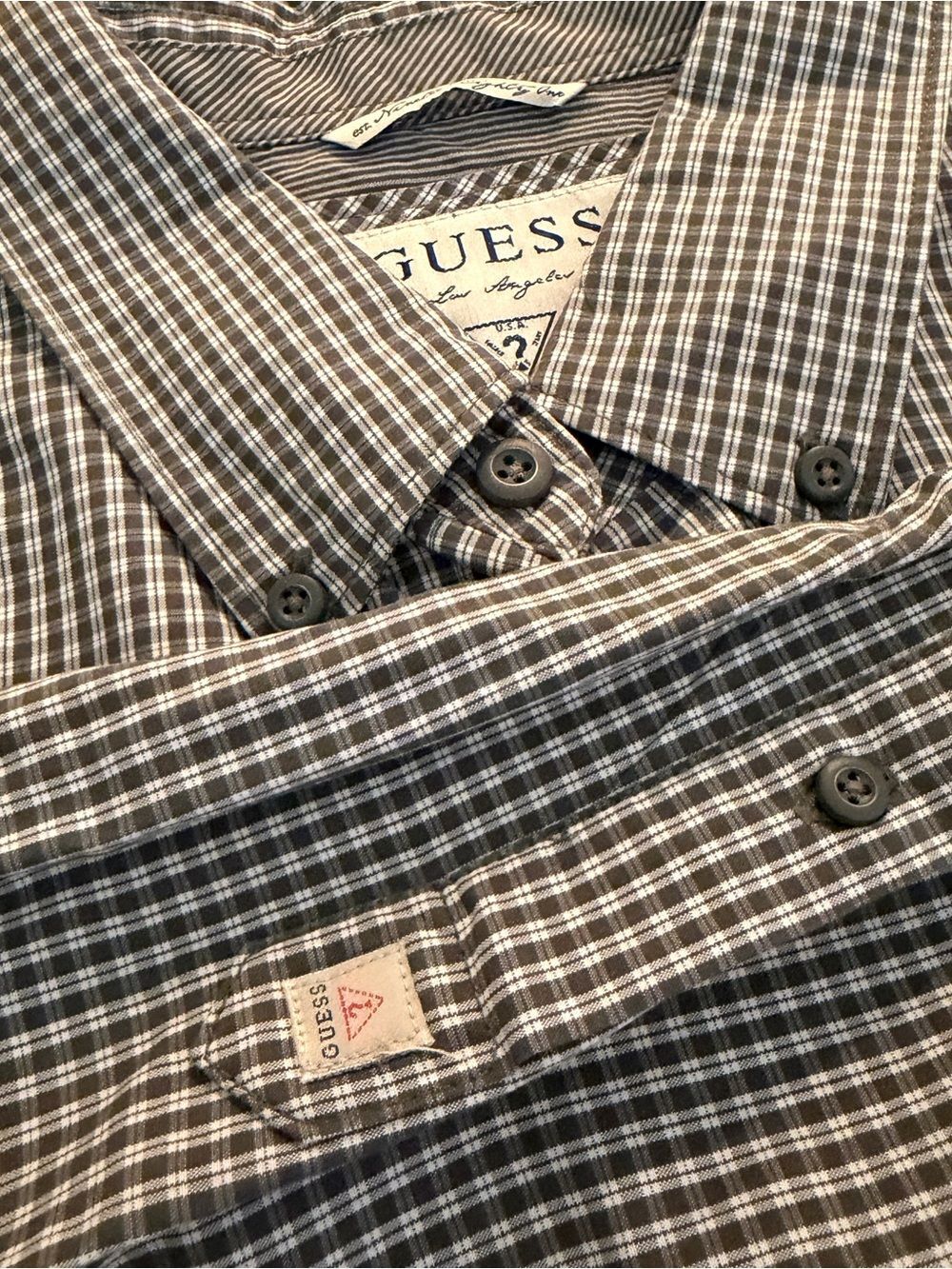 Guess Los Angeles Y2K Embroidered Plaid Button Up Shirt Mens Large